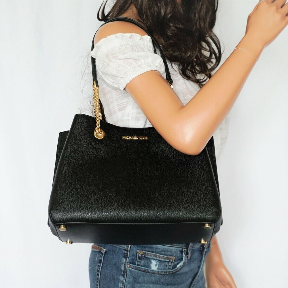 Michael Kors Teagan Black Large Tote - Picture 1 of 10
